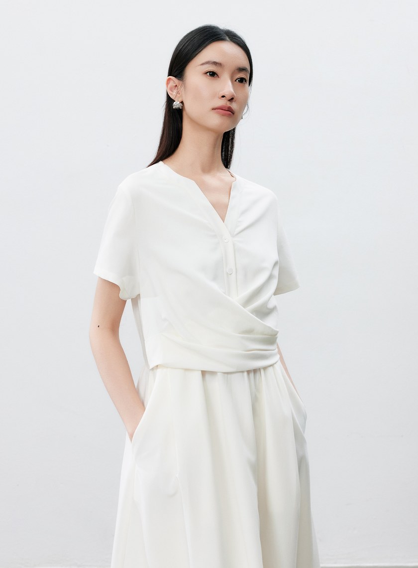 不對稱扭結收腰洋裝