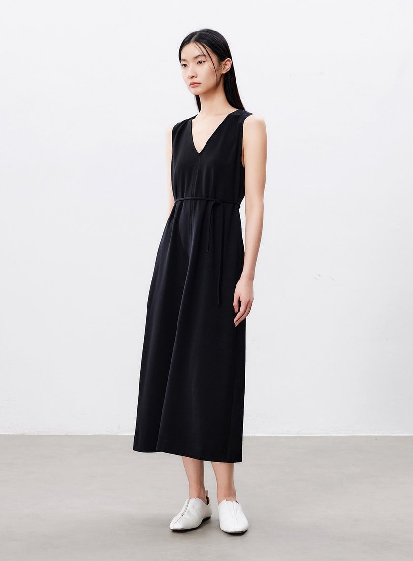 無袖醋酸A字洋裝