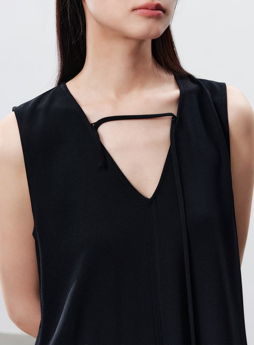 無袖醋酸A字洋裝