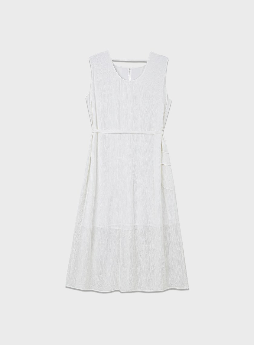 輕盈褶皺綁帶洋裝