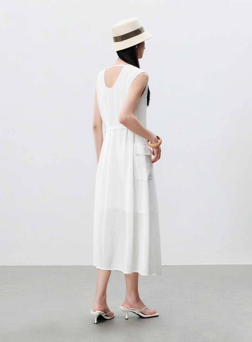 輕盈褶皺綁帶洋裝