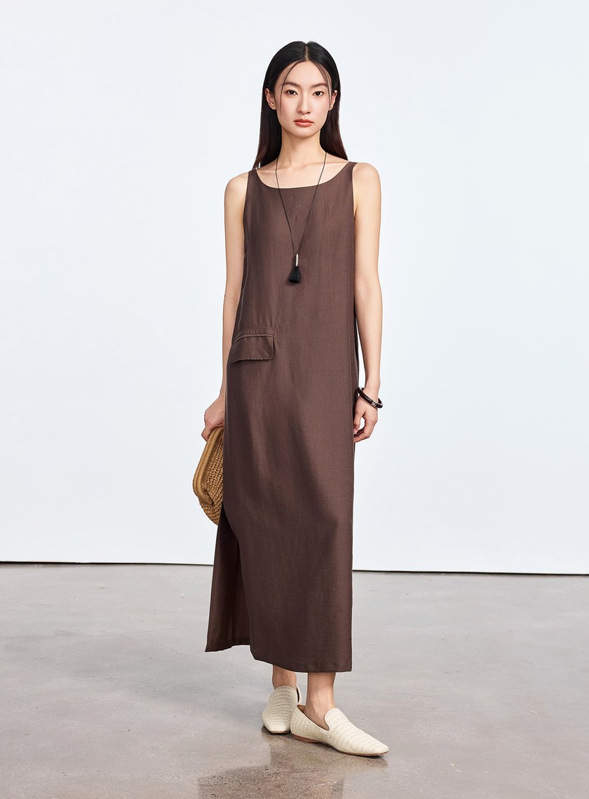 雲感天絲亞麻洋裝