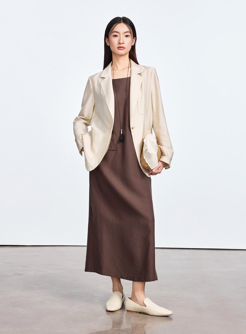 雲感天絲亞麻洋裝