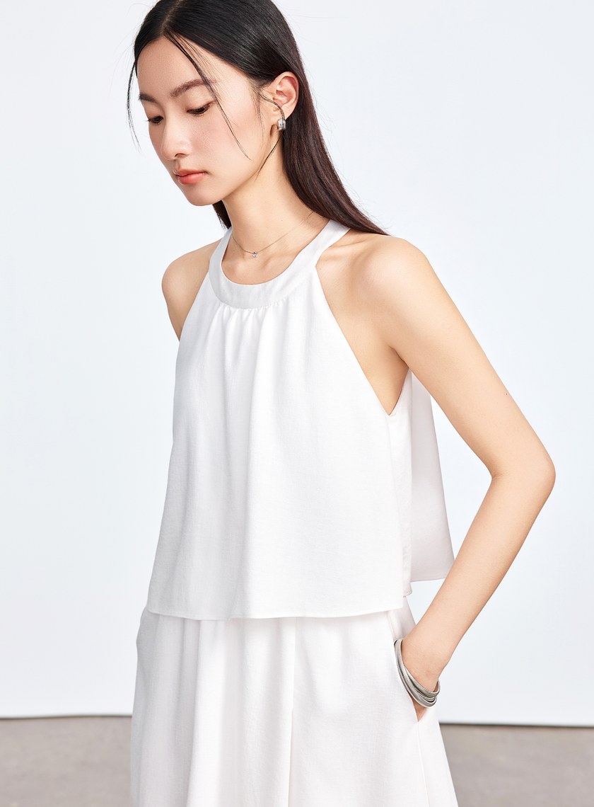 雲感天絲削肩Bra洋裝