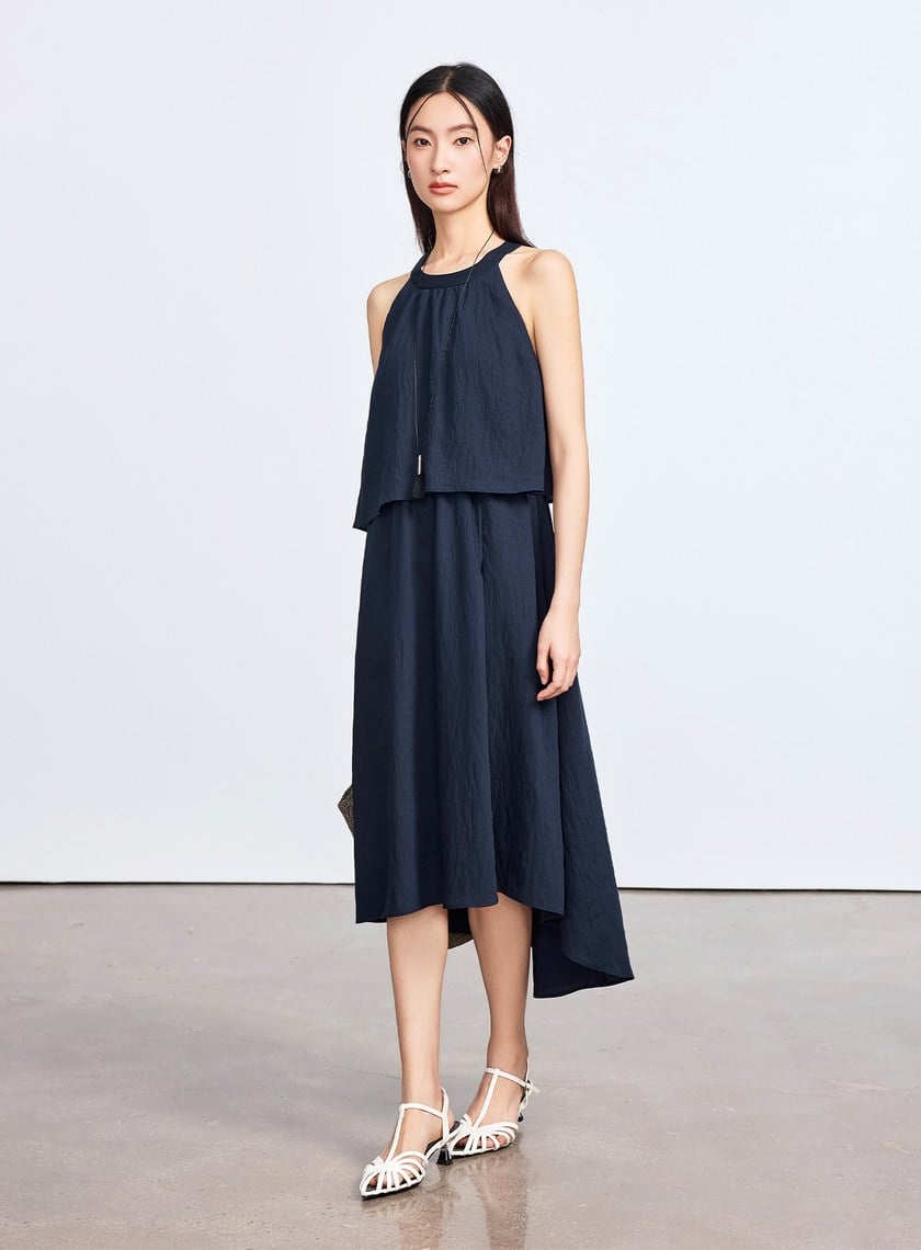 雲感天絲削肩Bra洋裝