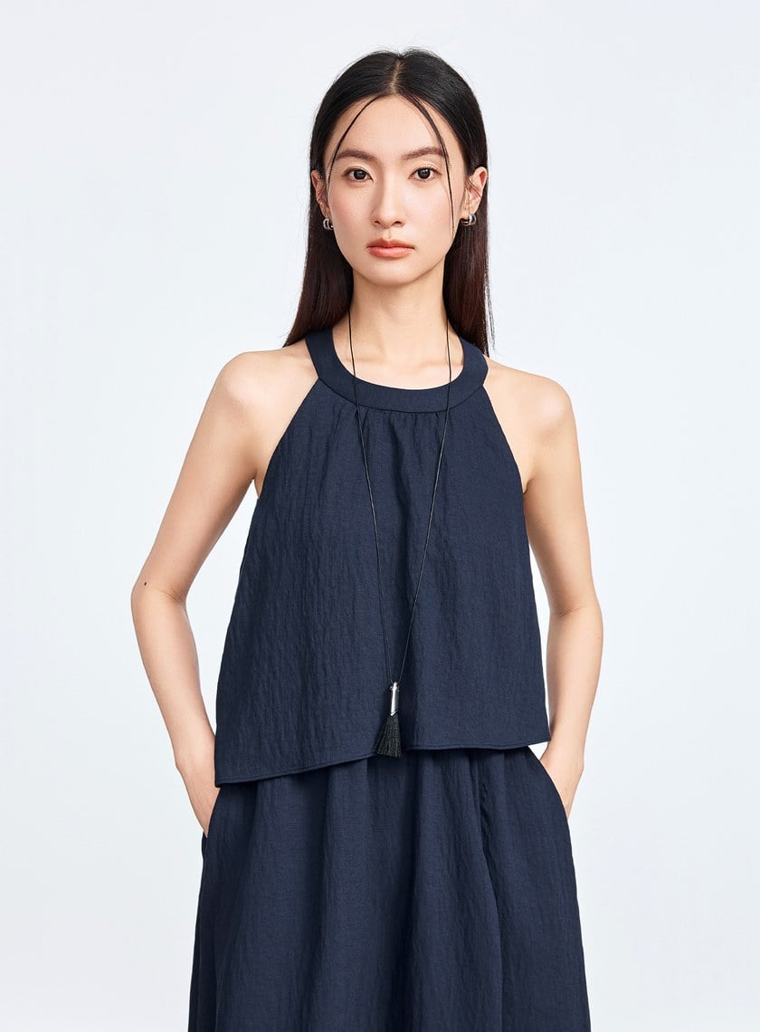 雲感天絲削肩Bra洋裝