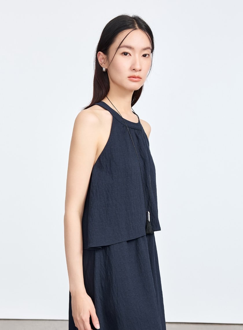 雲感天絲削肩Bra洋裝