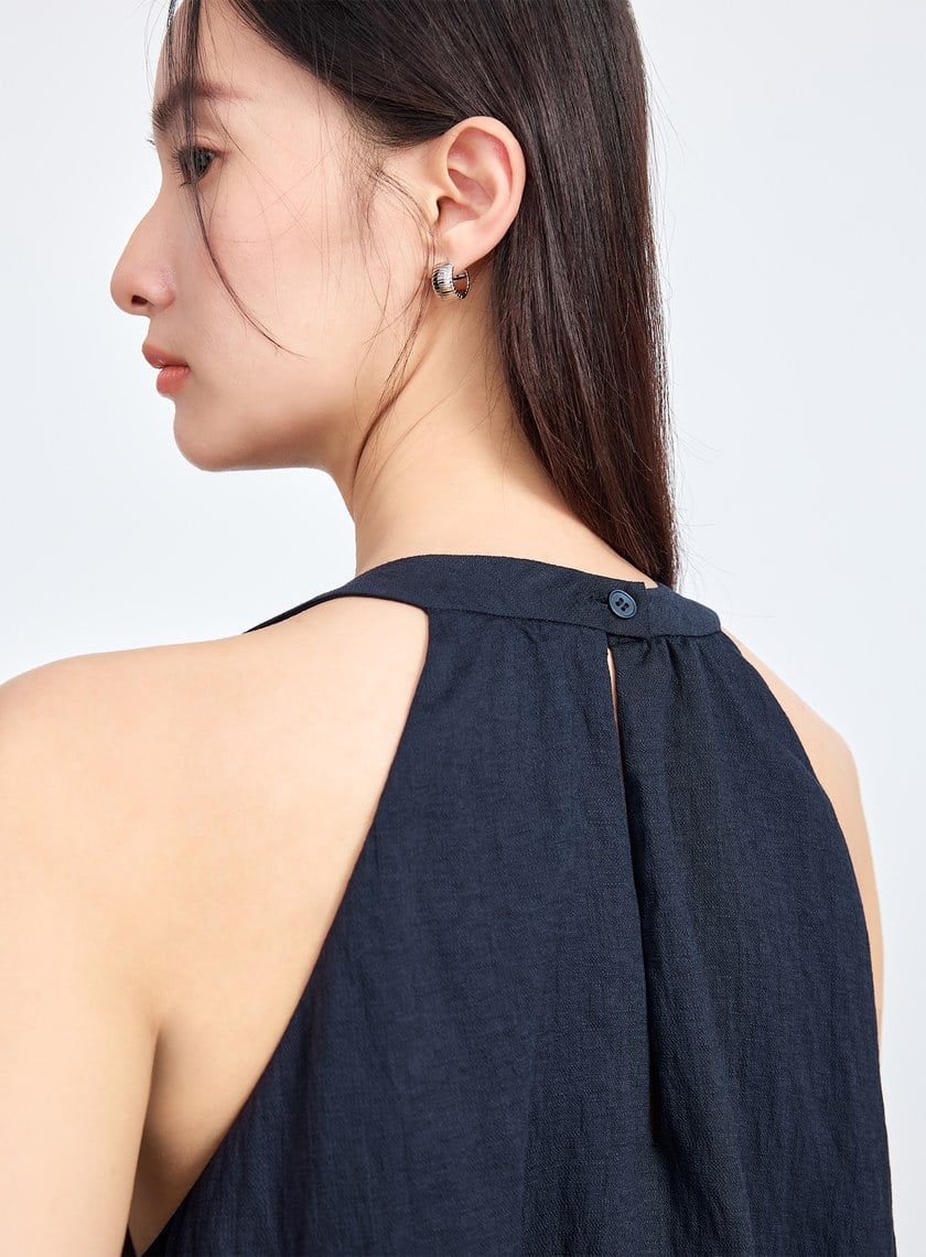 雲感天絲削肩Bra洋裝