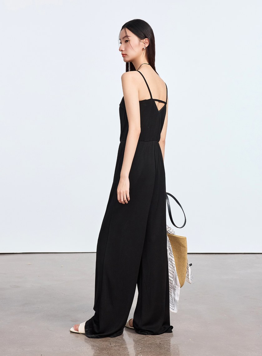 美背鏤空醋酸連身褲