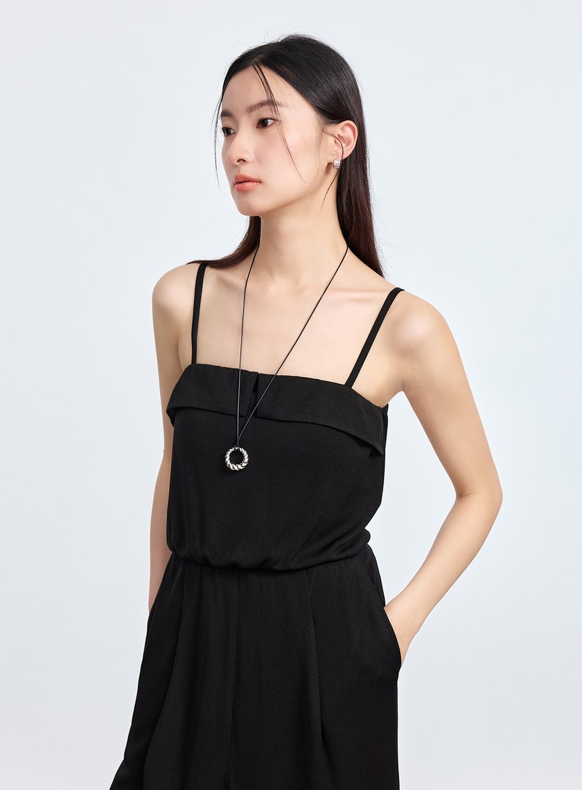 美背鏤空醋酸連身褲