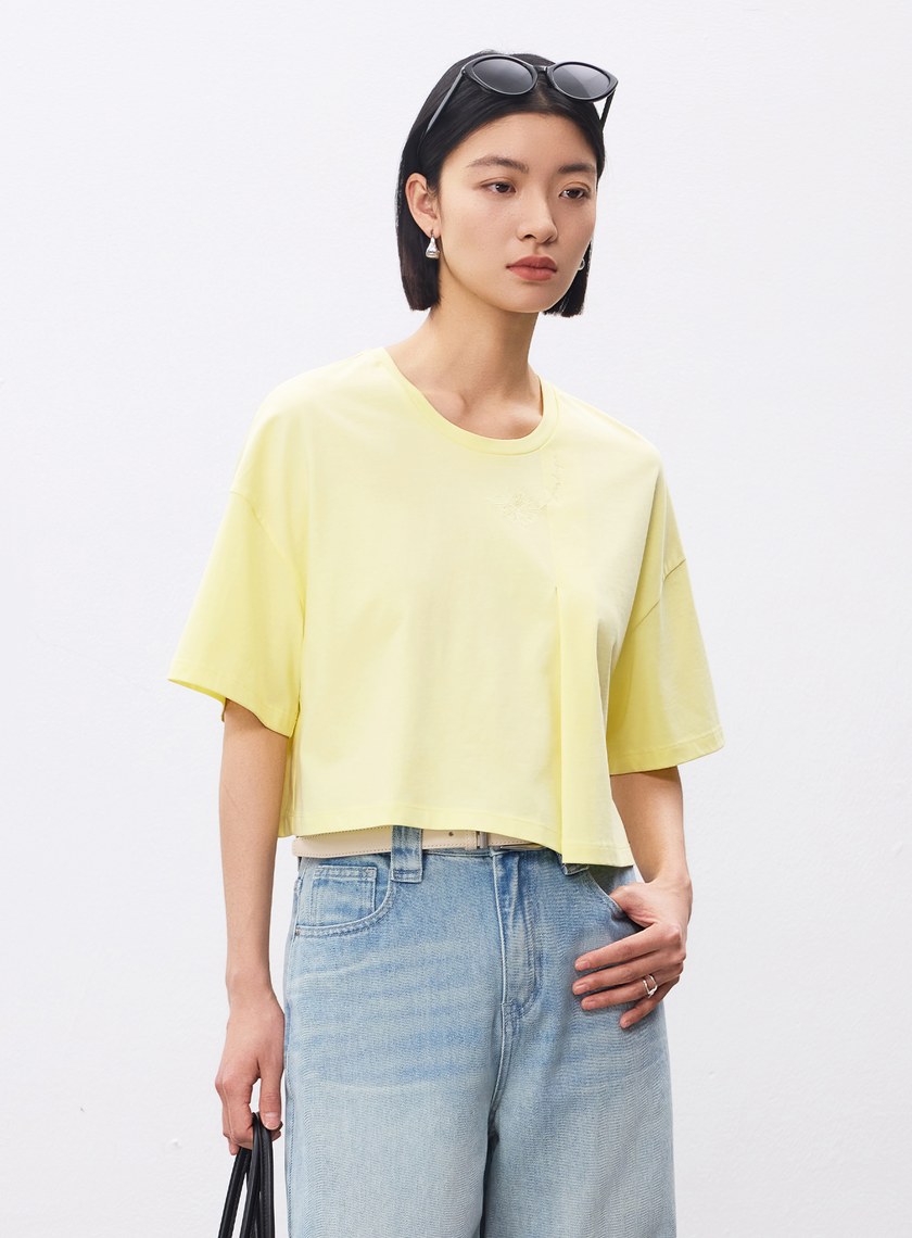 休閒涼感刺繡T恤