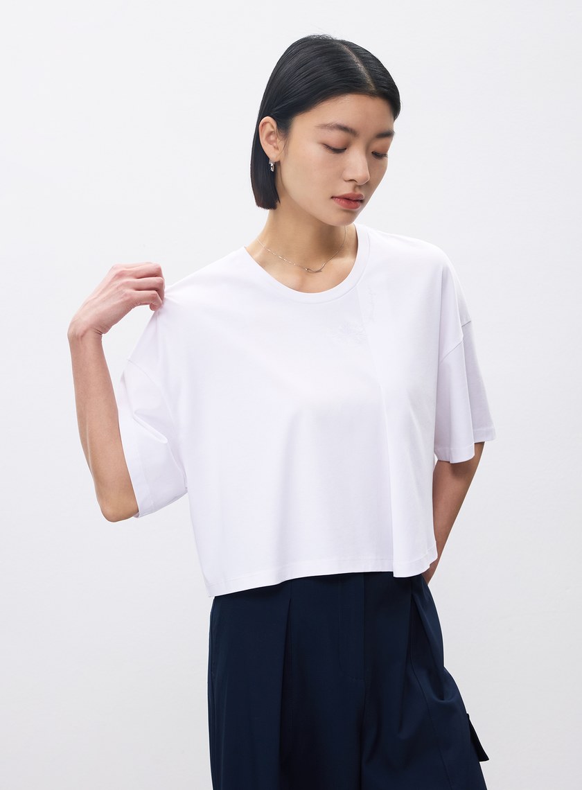 休閒涼感刺繡T恤