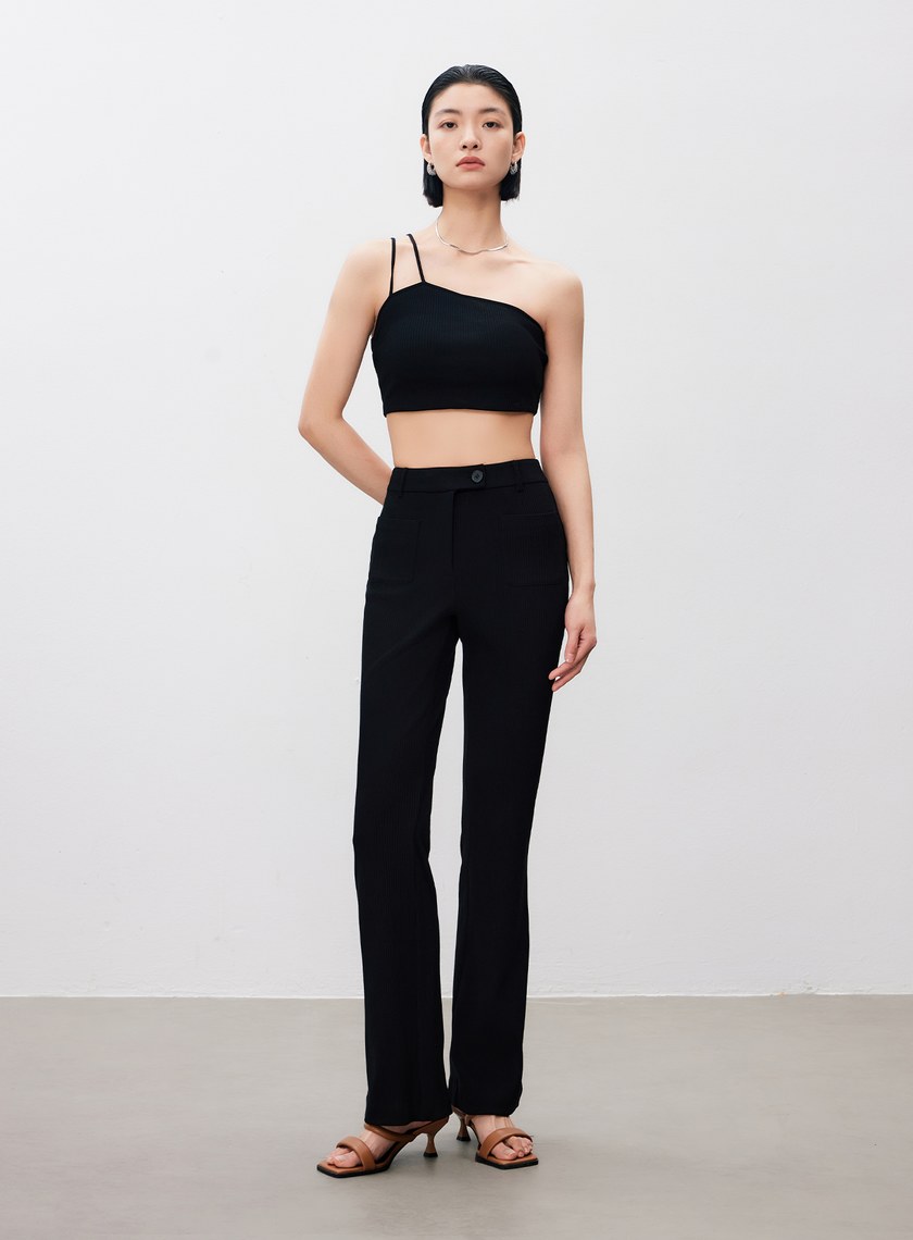 短版單肩帶彈性內搭Bra Top