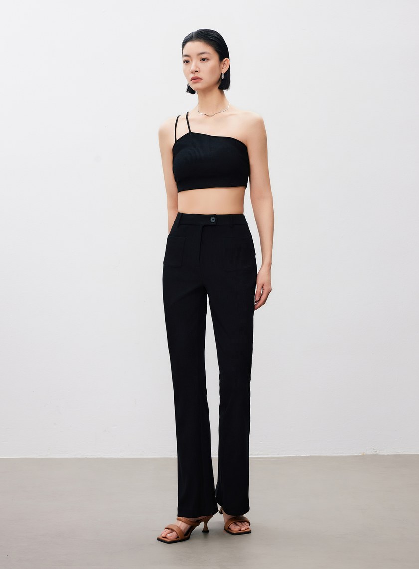 短版單肩帶彈性內搭Bra Top