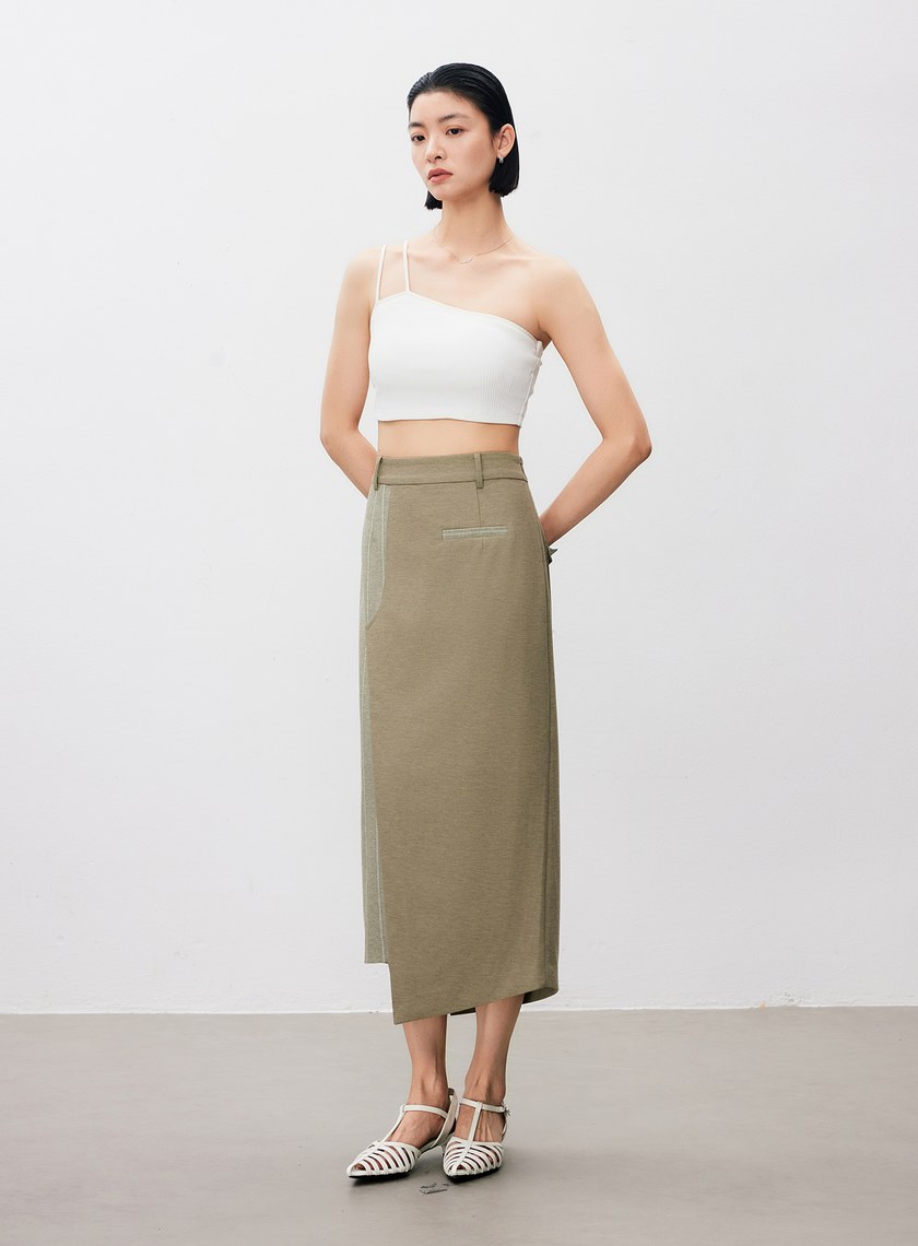 短版單肩帶彈性內搭Bra Top