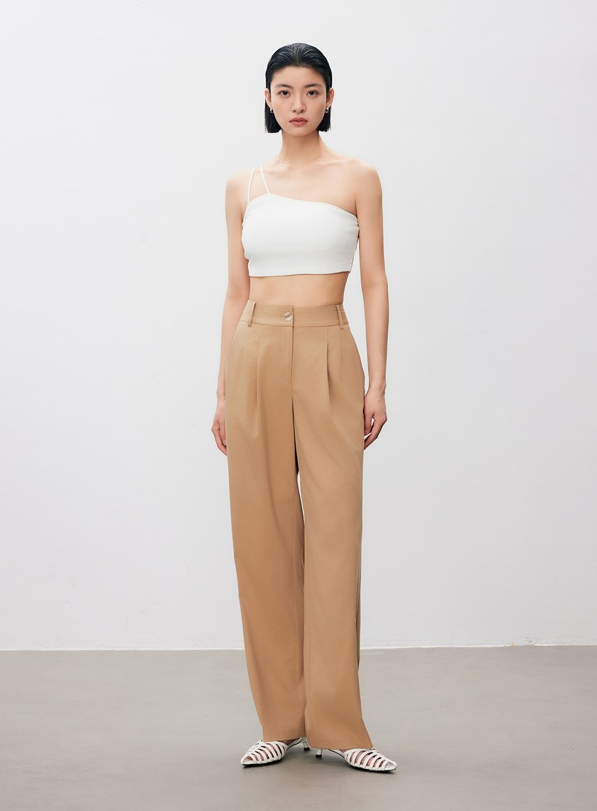 短版單肩帶彈性內搭Bra Top