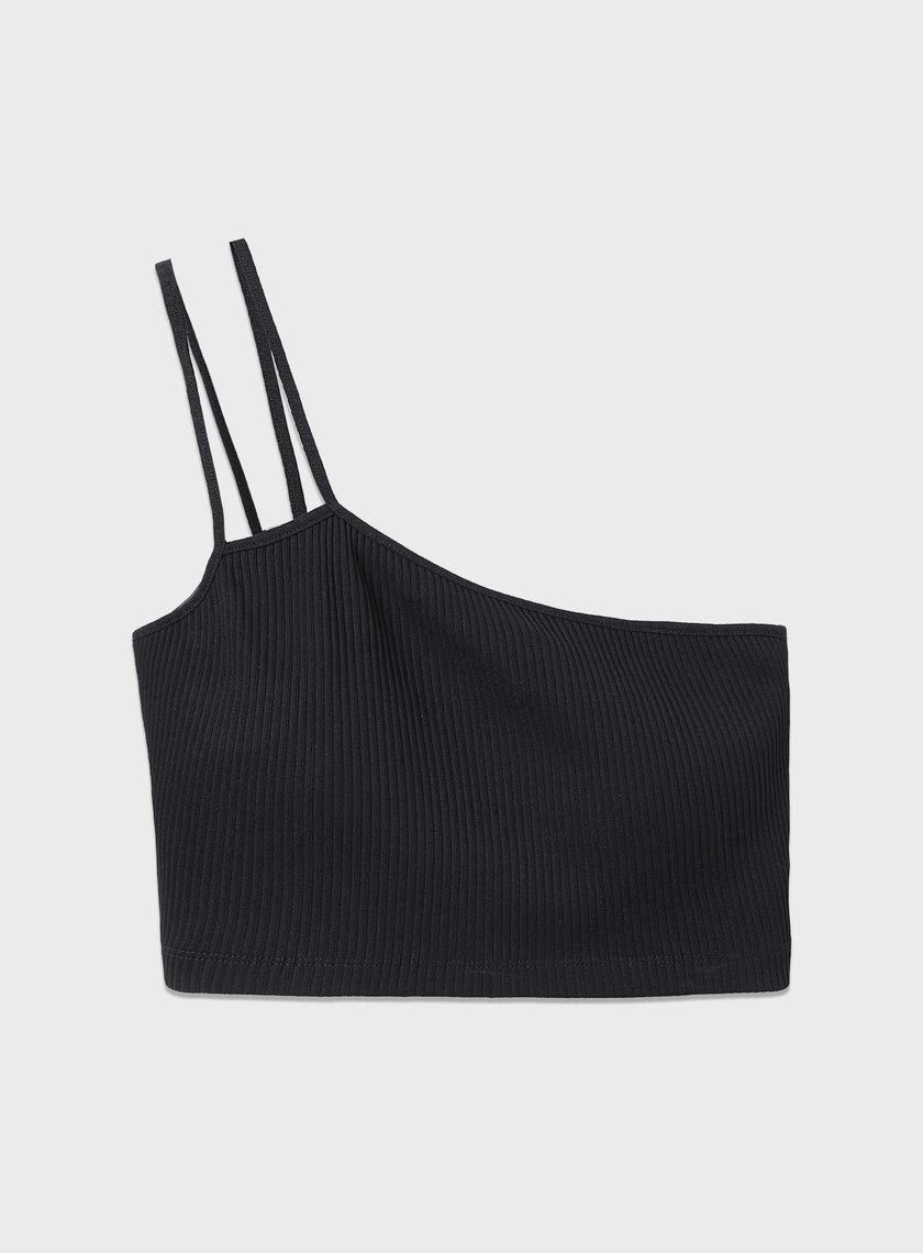 短版單肩帶彈性內搭Bra Top