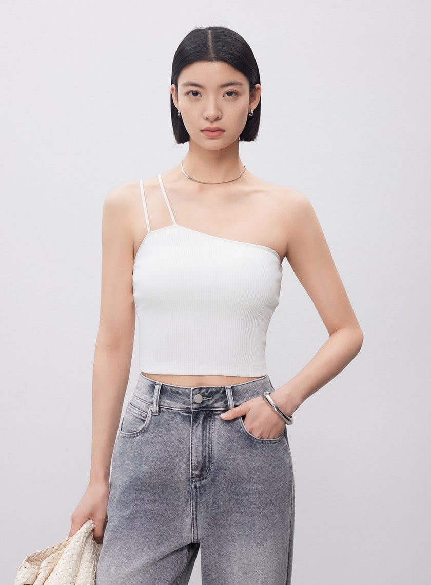 單肩帶彈性內搭Bra Top