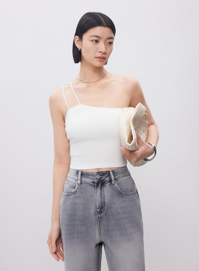 單肩帶彈性內搭Bra Top