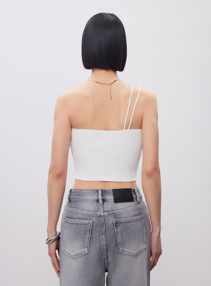 單肩帶彈性內搭Bra Top