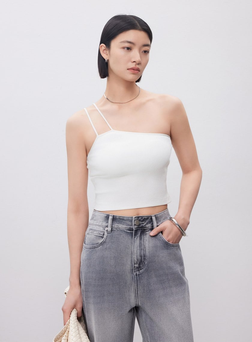 單肩帶彈性內搭Bra Top