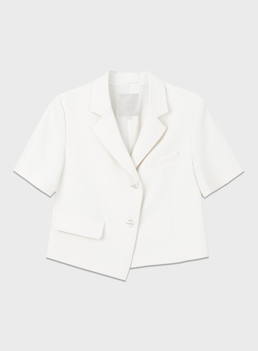 短版斜紋短袖西裝外套