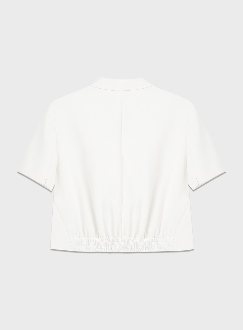 短版斜紋短袖西裝外套