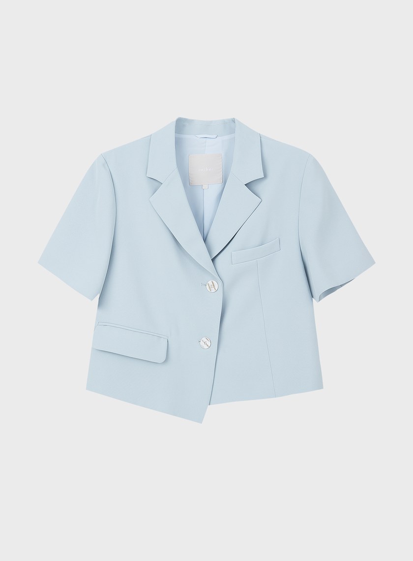 短版斜紋短袖西裝外套