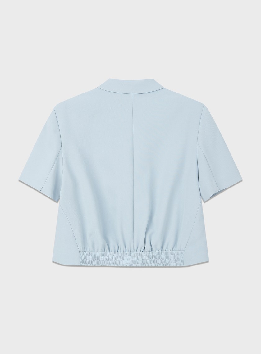 短版斜紋短袖西裝外套