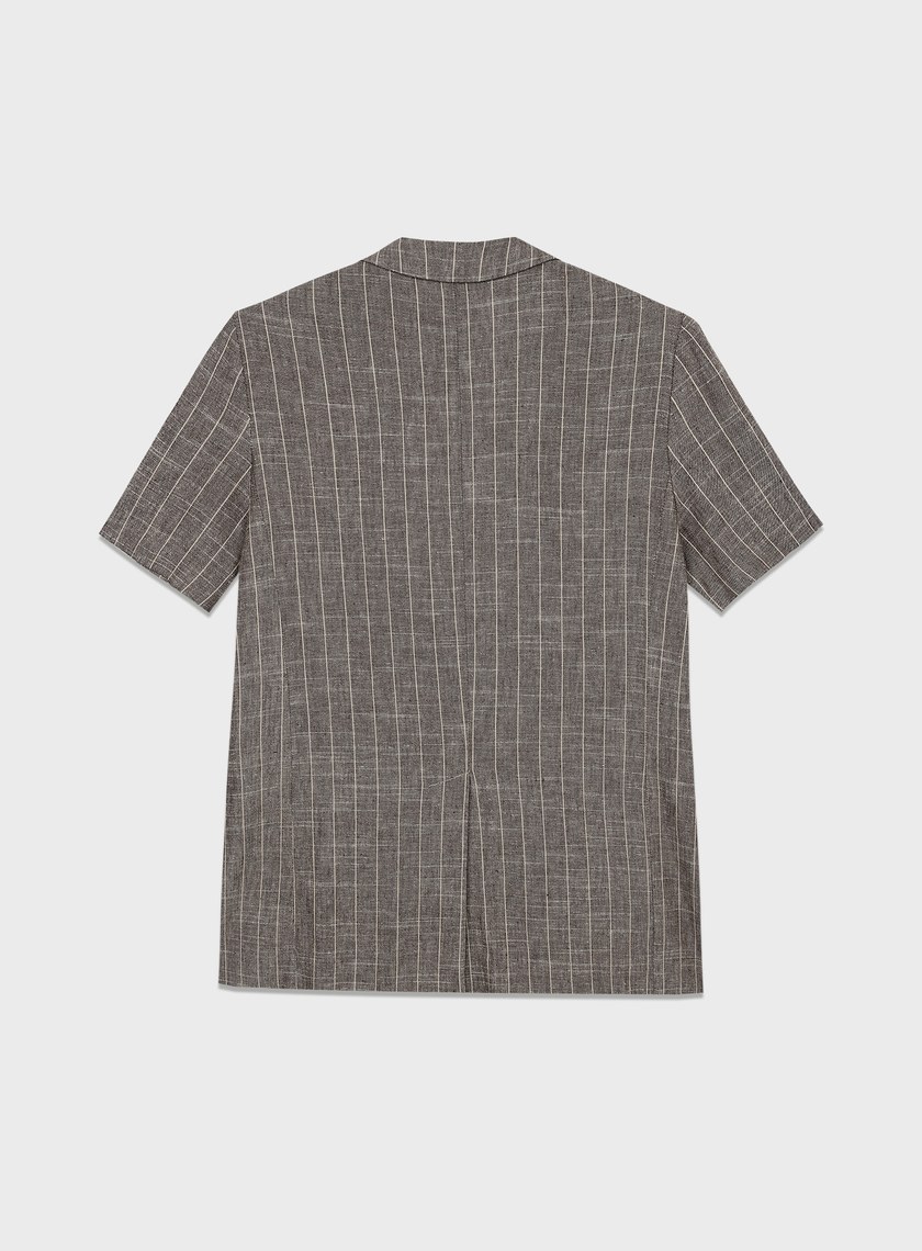 亞麻條紋西裝外套