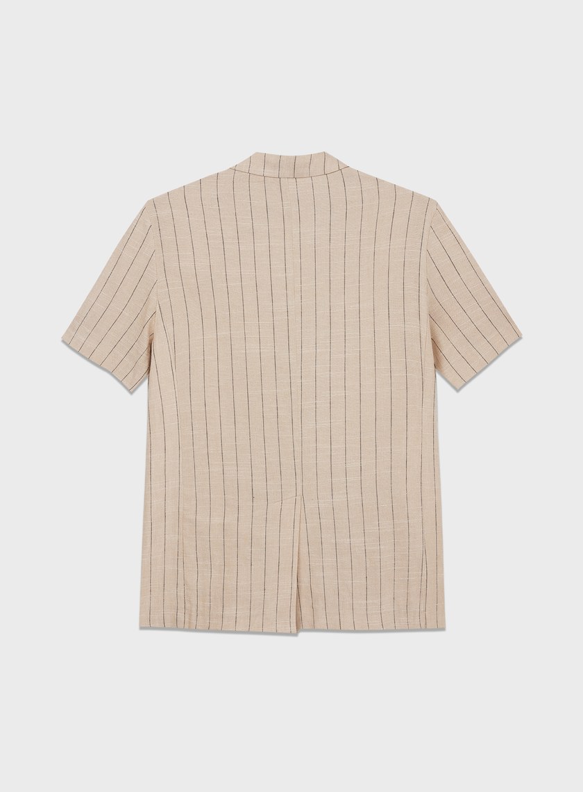 亞麻條紋西裝外套