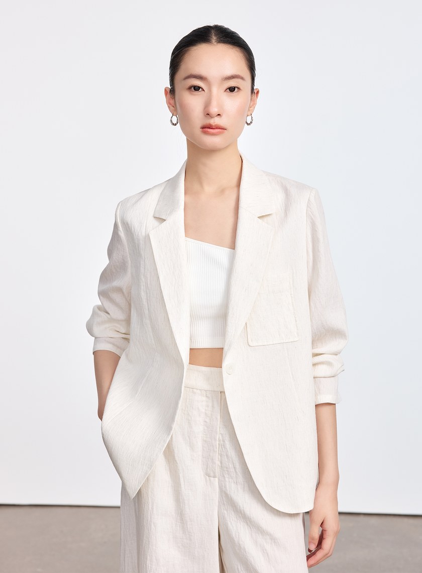 輕盈棉麻西裝外套