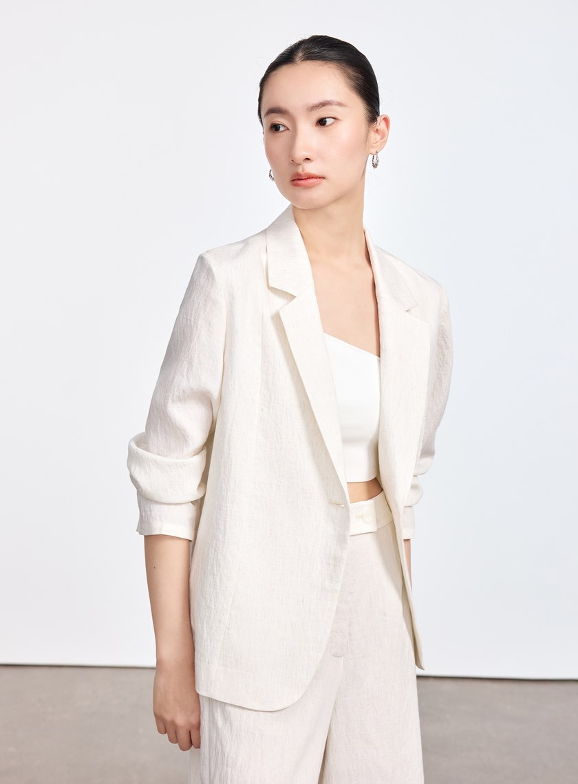 輕盈棉麻西裝外套