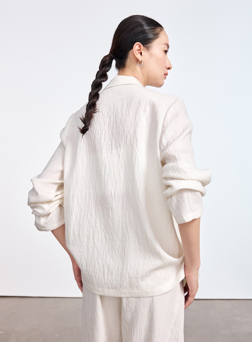 輕盈棉麻西裝外套