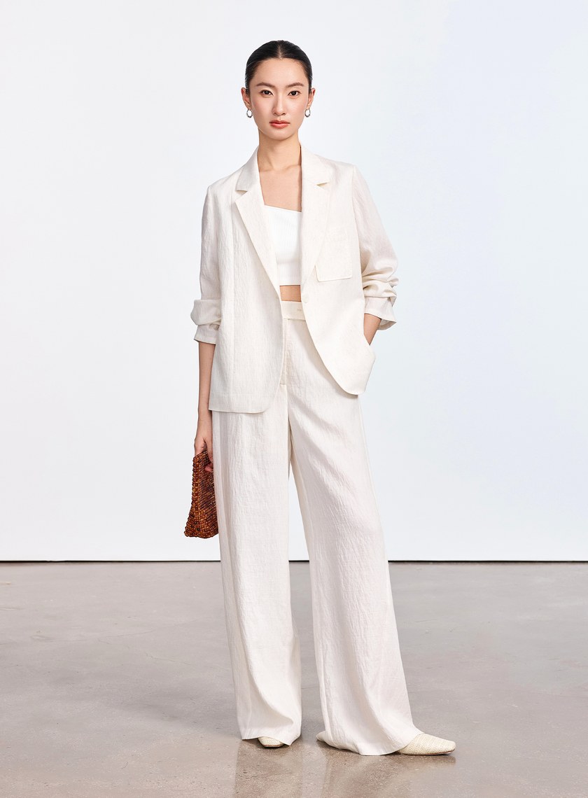 輕盈棉麻西裝外套