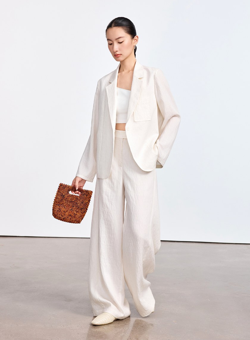 輕盈棉麻西裝外套