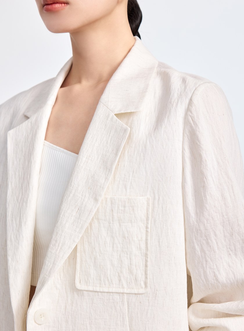輕盈棉麻西裝外套