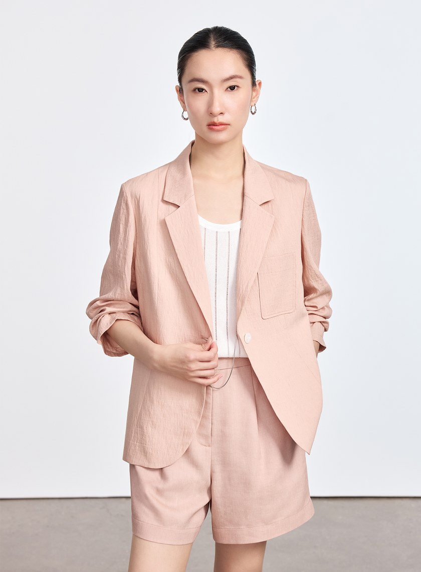 輕盈棉麻西裝外套