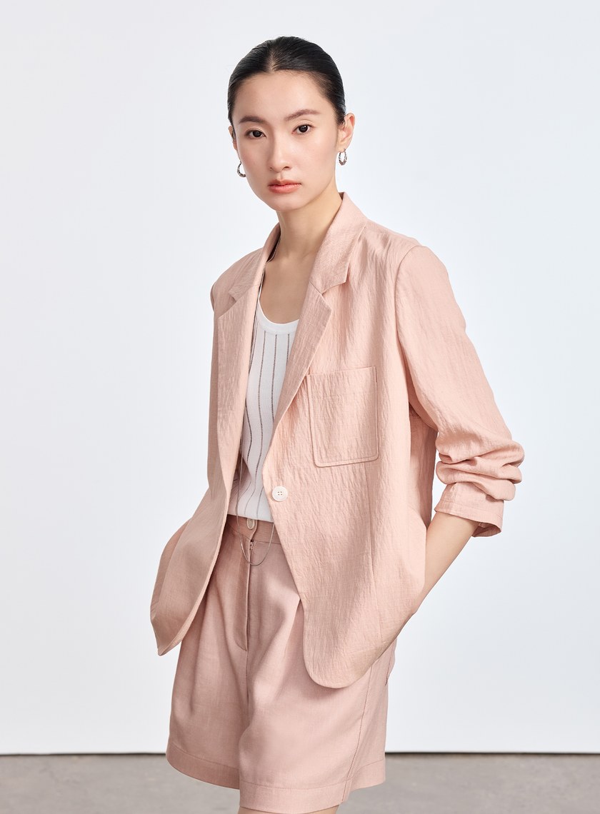 輕盈棉麻西裝外套