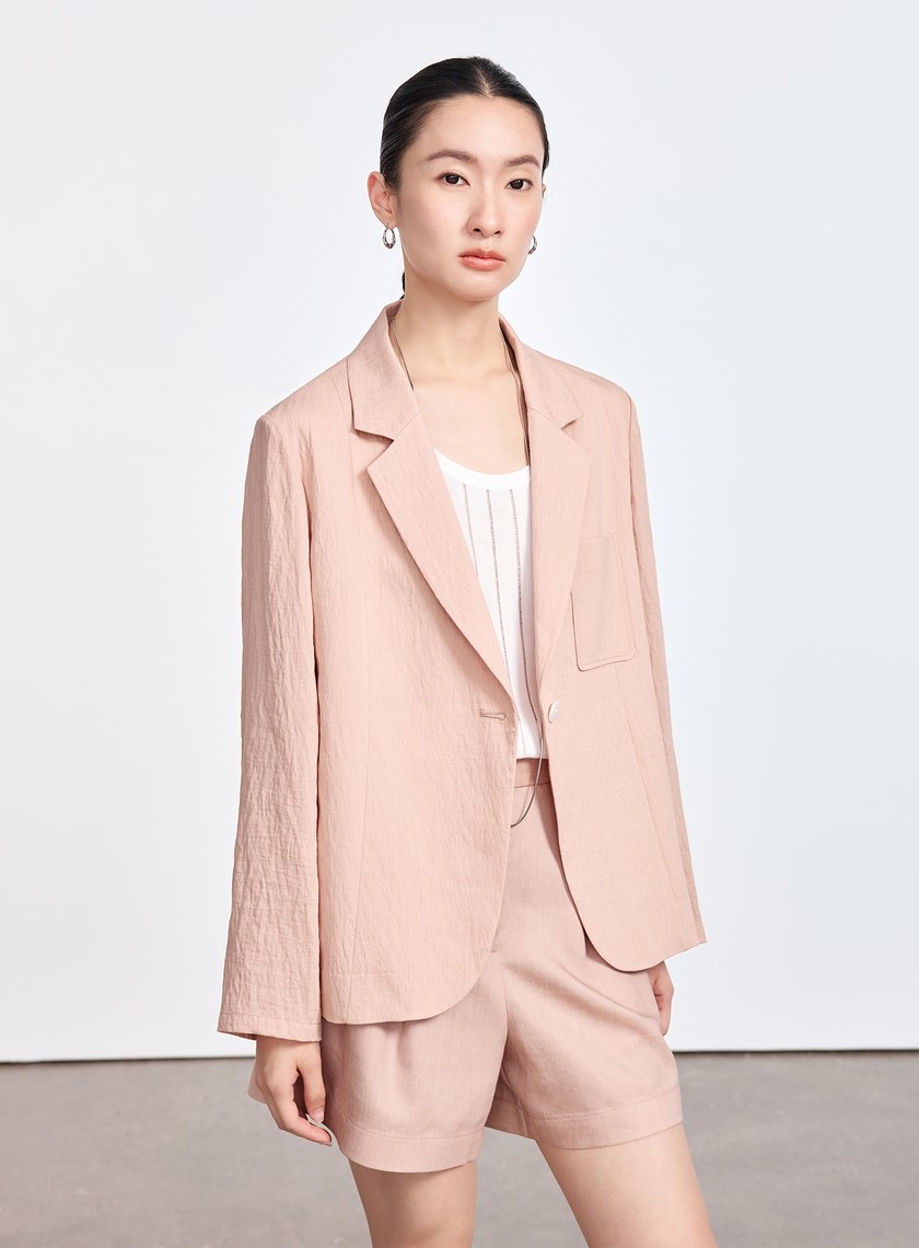 輕盈棉麻西裝外套