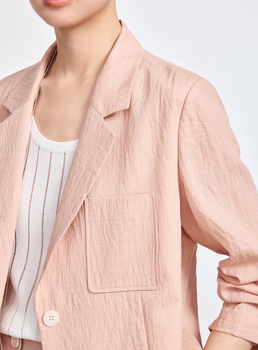 輕盈棉麻西裝外套