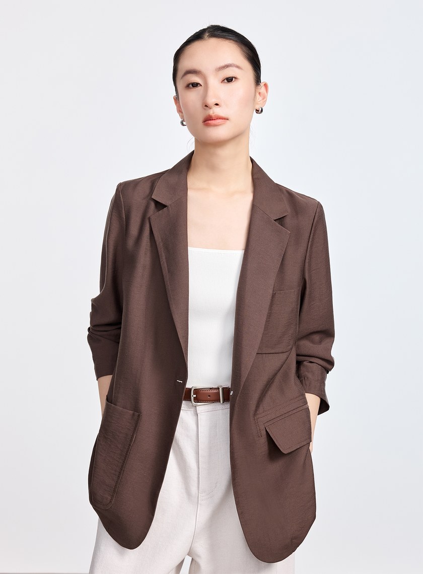 雲感天絲亞麻西裝外套