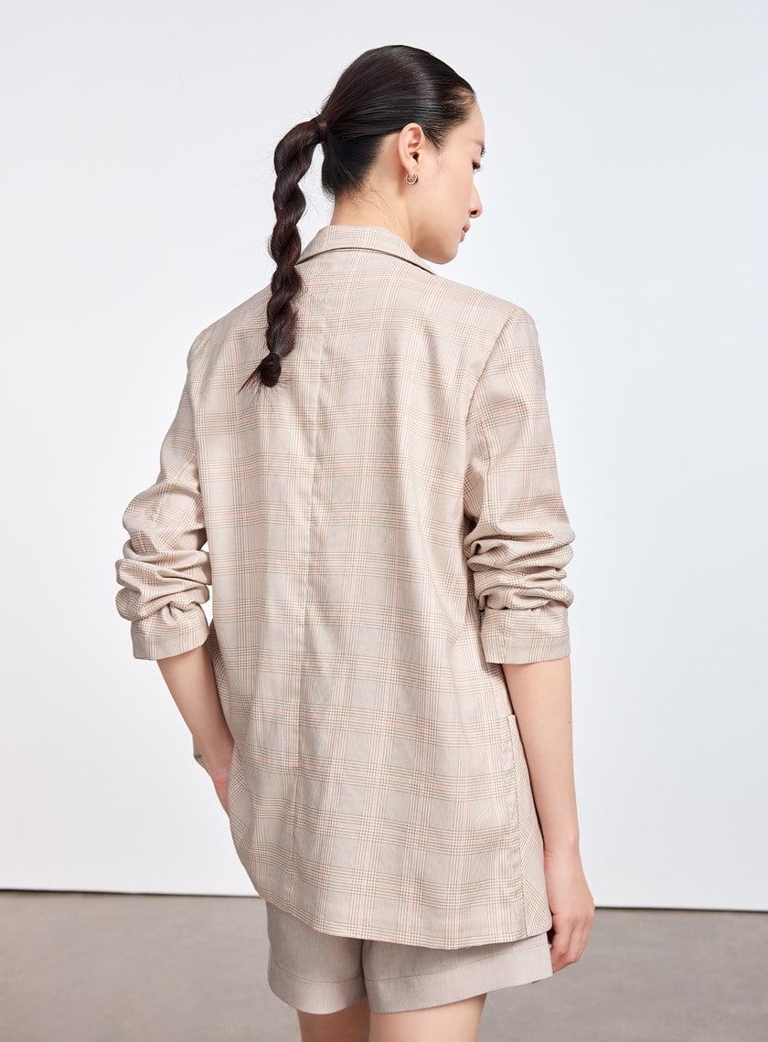 雲感格紋西裝外套