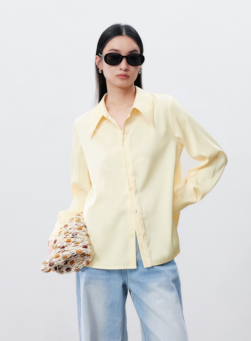 高級珠光感半門襟百搭襯衫