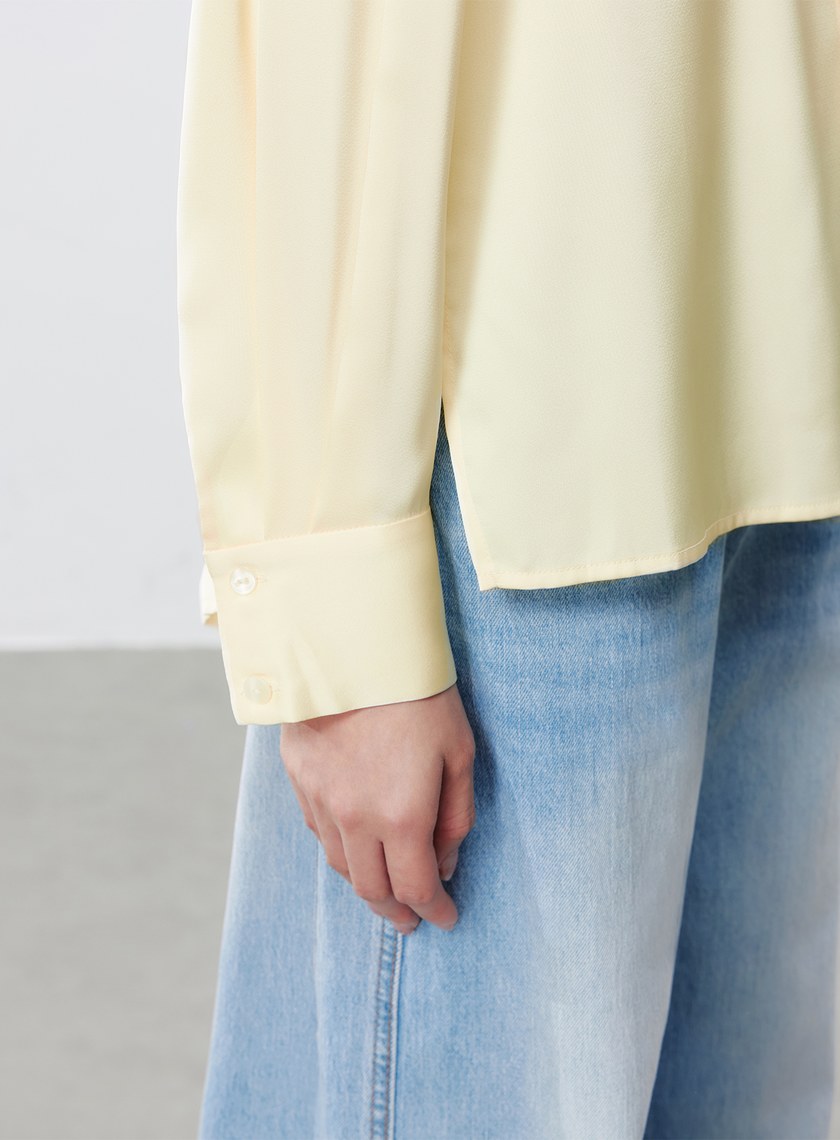 高級珠光感半門襟百搭襯衫