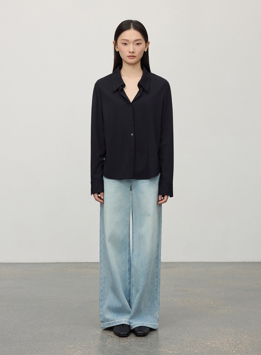 經典百搭側開叉襯衫