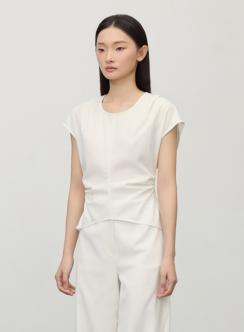 簡約涼感醋酸深V美背上衣