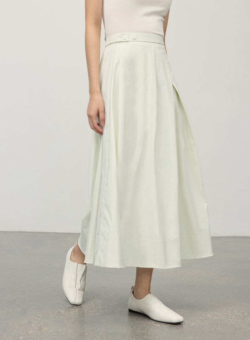 涼感休閒不規則壓褶半裙