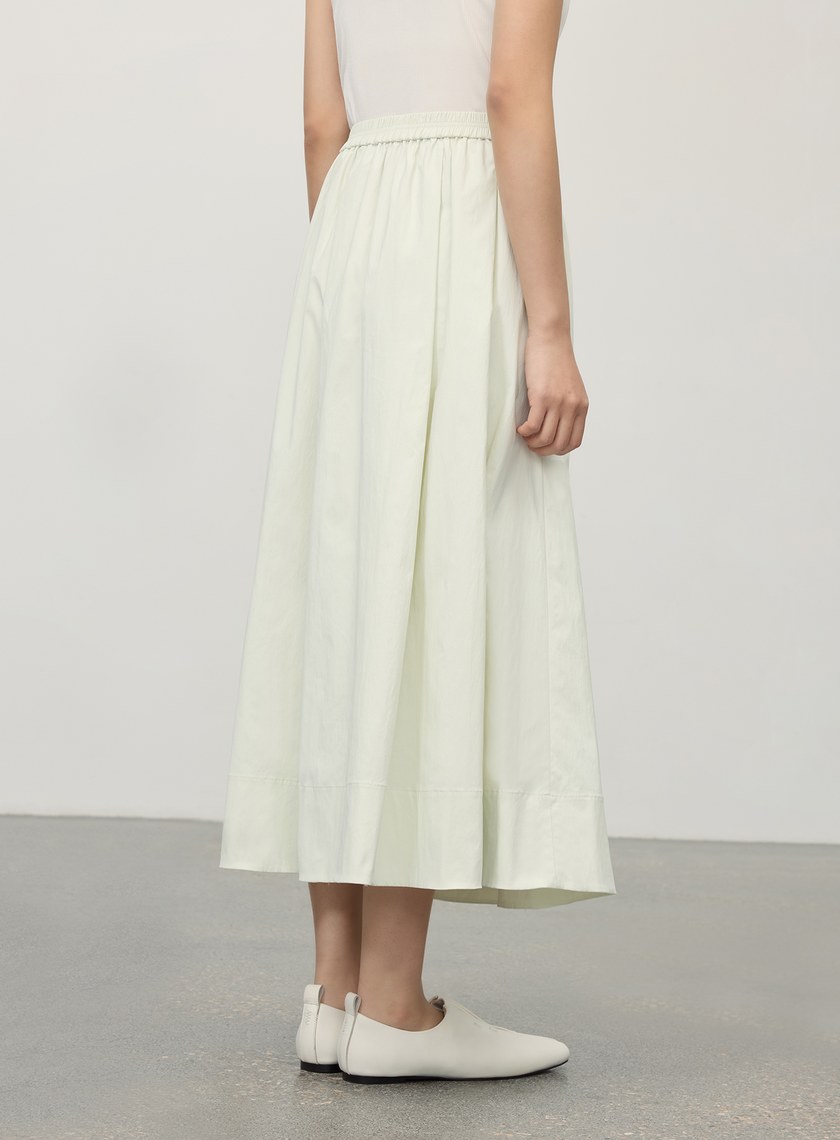 涼感休閒不規則壓褶半裙