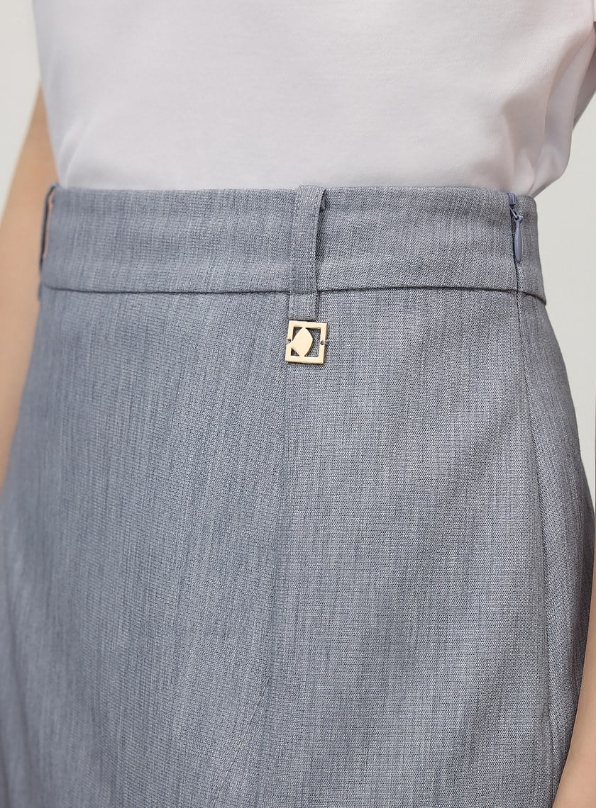 俐落不對稱開衩H型西裝半裙